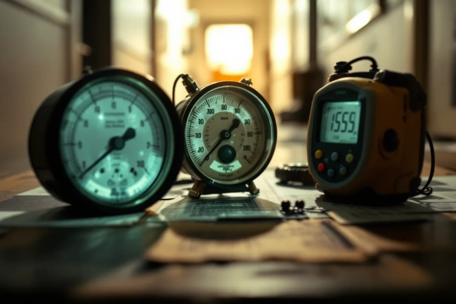 Investigation instruments laid out on a table like specimens.