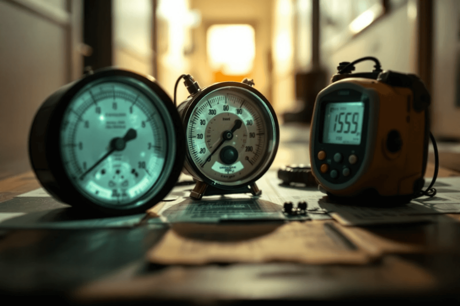 Investigation instruments laid out on a table like specimens.