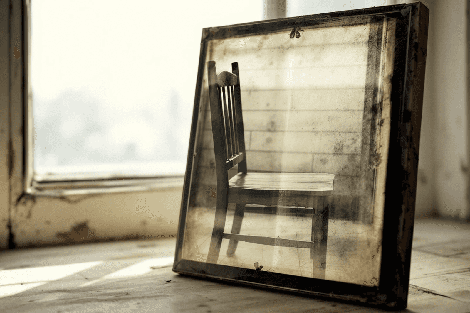 A glass photographic plate with two faint exposures overlapping on it.